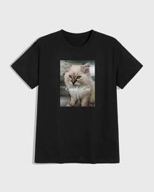 SHEIN Men Letter & Cat Print Tee