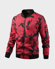 SHEIN Men Camo Print Zip Up Bomber Jacket