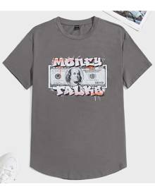 SHEIN Men Letter & Money Print Tee