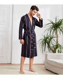 RRINSINS Mens Robe Home Homewear Woven Comfort Soft Casual Nightgown