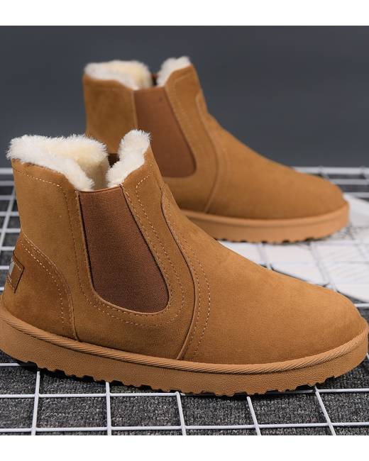 EXEBLUE Enly Winter Snow Boots Slip-on Water Resistant Booties for Men Women Anti-Slip Lightweight Ankle Boots with Full Fur