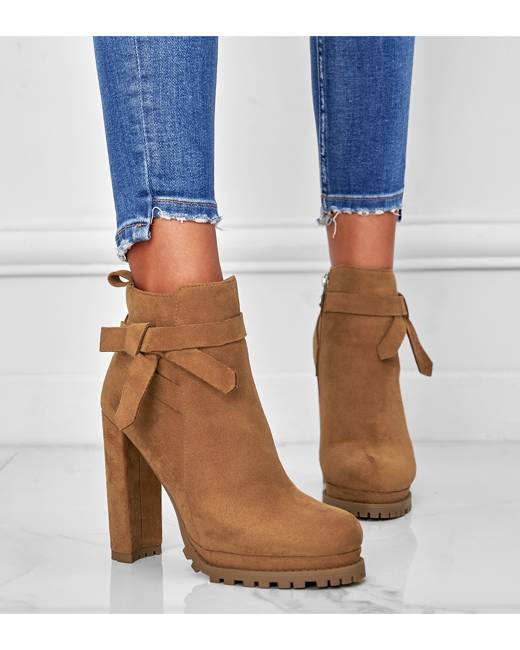 FAPIZI Womens Wedges Platform Ankle Boots Suede Knit Stretch Fold Sock Boots Round Toe Block Chunky Heels Short Boots 