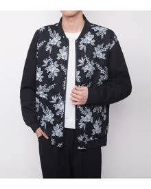 SHEIN Men Floral Print Zip Up Bomber Jacket