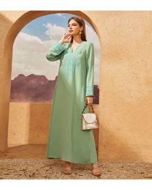 SHEIN Geo Embroidery Tunic Kaftan Dress