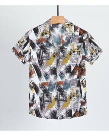 SHEIN Men All Over Print Button Front Shirt