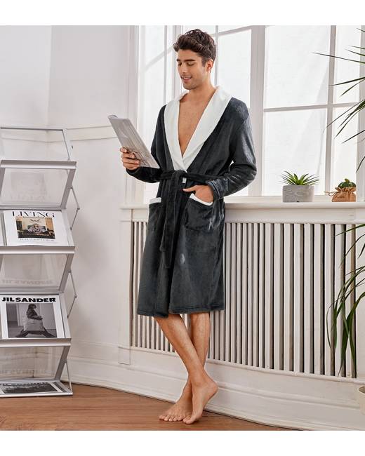 C&H Mens Lounge Thicken Basic Fit Flannel Turkish Sleepwear Robes