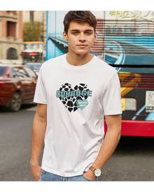 SHEIN Men Letter & Heart Print Tee