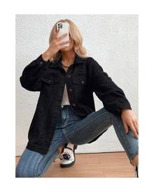 SHEIN Ripped Flap Pocket Denim Jacket