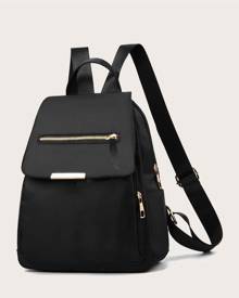 SHEIN Metallic Edge Decor Flap Backpack