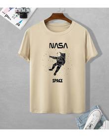 SHEIN Men Letter & Spaceman Print Tee