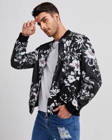 SHEIN Men Floral Print Bomber Jacket