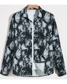 SHEIN Guys All Over Print Button Front Shirt