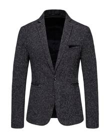 SHEIN Men Space Dye Pocket Single Breasted Blazer