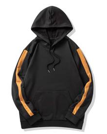 SHEIN Men Side Stripe Drawstring Kangaroo Pocket Hoodie