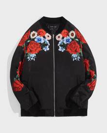 SHEIN Men Floral Print Bomber Jacket