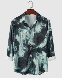 SHEIN Men All Over Print Button Front Shirt