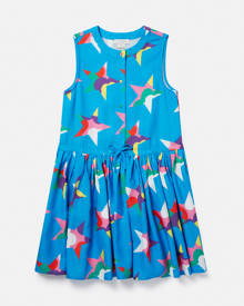 Stella McCartney - Star Print Sleeveless Shirt Dress, Blue, Size: 2 Stella McCartney - Star Print Sleeveless Shirt Dress, Blue, Size: 2