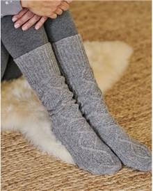 Womens Lambswool Cable Sock