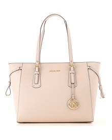Michael Kors Small Voyager Textured Crossgrain Leather Tote- Soft Pink in Light Pink