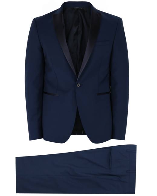 MoneRffi Mens Tuxedo Classic Dress Suit Peaked Lapel Slim Fit Dinner Jacket & Pants 2-Piece