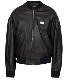 DOLCE & GABBANA Black leather bomber jacket