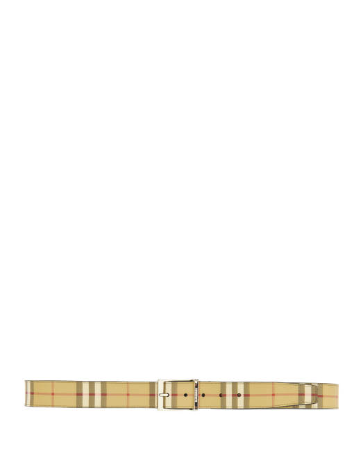 Burberry Monogram Motif Vintage Check E-canvas Belt 1.4 Width Archive Beige  in Thermoplastic Polyurethane with Gold-tone - US