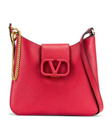 RED Valentino Pink Sunrise Leather Rock Ruffle Crossbody Bag at FORZIERI