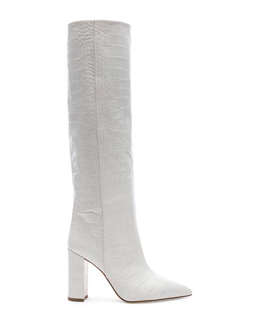 white suede knee high boots