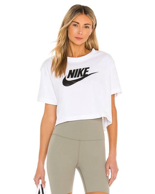 womens white nike crop top