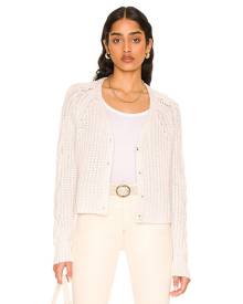 525 Cardigan With Cable Sleeves in Nude. - size L (also in M, S, XS)