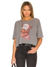 The Laundry Room Beer Wolf Crop Oversized Tee in Grey. - size L (also in M)