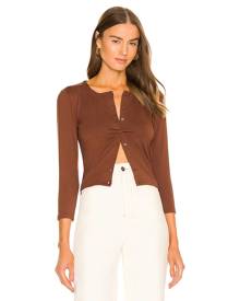 Naked Wardrobe long sleeve open cropped top in tan