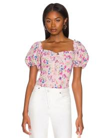 ASTR the Label Lace Up Puff Sleeve Top in Pink. - size M (also in L)