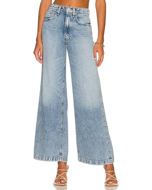 Farfetch Women Clothing Jeans Wide Leg Jeans Wide-leg hemp denim jeans Neutrals 