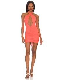 superdown Ariya Ruched Halter Dress in Coral. - size L (also in M, S, XL, XS, XXS)