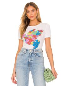 Lauren Moshi Adeline Floral Dove Tee in White. - size L (also in M, S, XS)