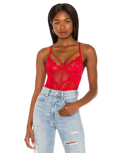 Guess red 2024 lace bodysuit