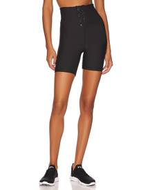 WeWoreWhat Lace Up Biker Short in Black. - size L (also in M, S, XS)
