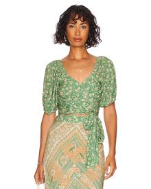 SPELL Madame Peacock Sweetheart Blouse in Green. - size L (also in M, S, XS)