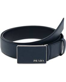 Prada Reversible Saffiano Leather Belt Strap in Blue for Men