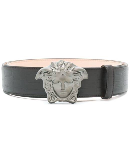 Versace - 4cm Leather and Logo-Jacquard Webbing Belt - Black Versace