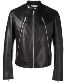 Maison Margiela - decorative zip biker jacket - men - Viscose/Goat Skin - 52 - Black