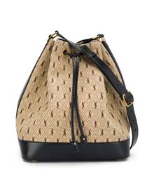 Saint Laurent All-Over Monogram Bucket Bag in Black Leather/Suede