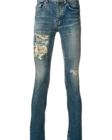 Saint Laurent - ripped-detail skinny jeans - men - Cotton - 30, 29 - Blue