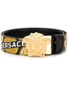 Versace Men's Reversible Barocco Medusa Leather Belt - Black Gold - Size 52