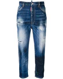 Dsquared2 - ripped skinny turn up jeans - women - Cotton/Polyester/Spandex/Elastane - 38 - Blue