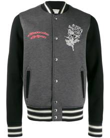 Alexander McQueen - floral skull embroidered bomber jacket - men - Viscose/Cotton/Spandex/ElastanePolyamide - M - Grey