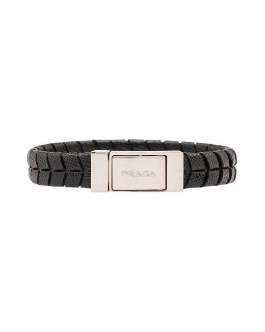 prada braided leather bracelet