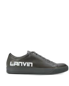 LANVIN - logo print low top sneakers - men - Leather/Rubber - 11 - Brown