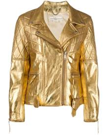 Golden Goose - metallic jacket - women - Cupro/Viscose/Ovine Leather (top grain)/Cotton - S, M - GOLD